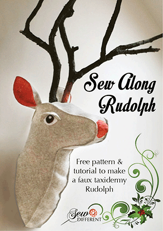 Sew along Rudolph – faux taxidermy head pattern & tutorial